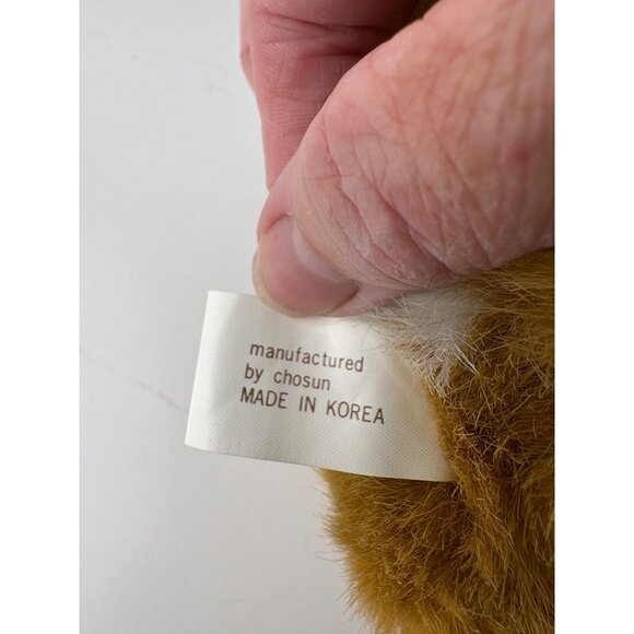 Vintage Chosun Plush Bunny Rabbit 7" Green Bow Brown & White Fluffy Tail Korea - Picture 5 of 8